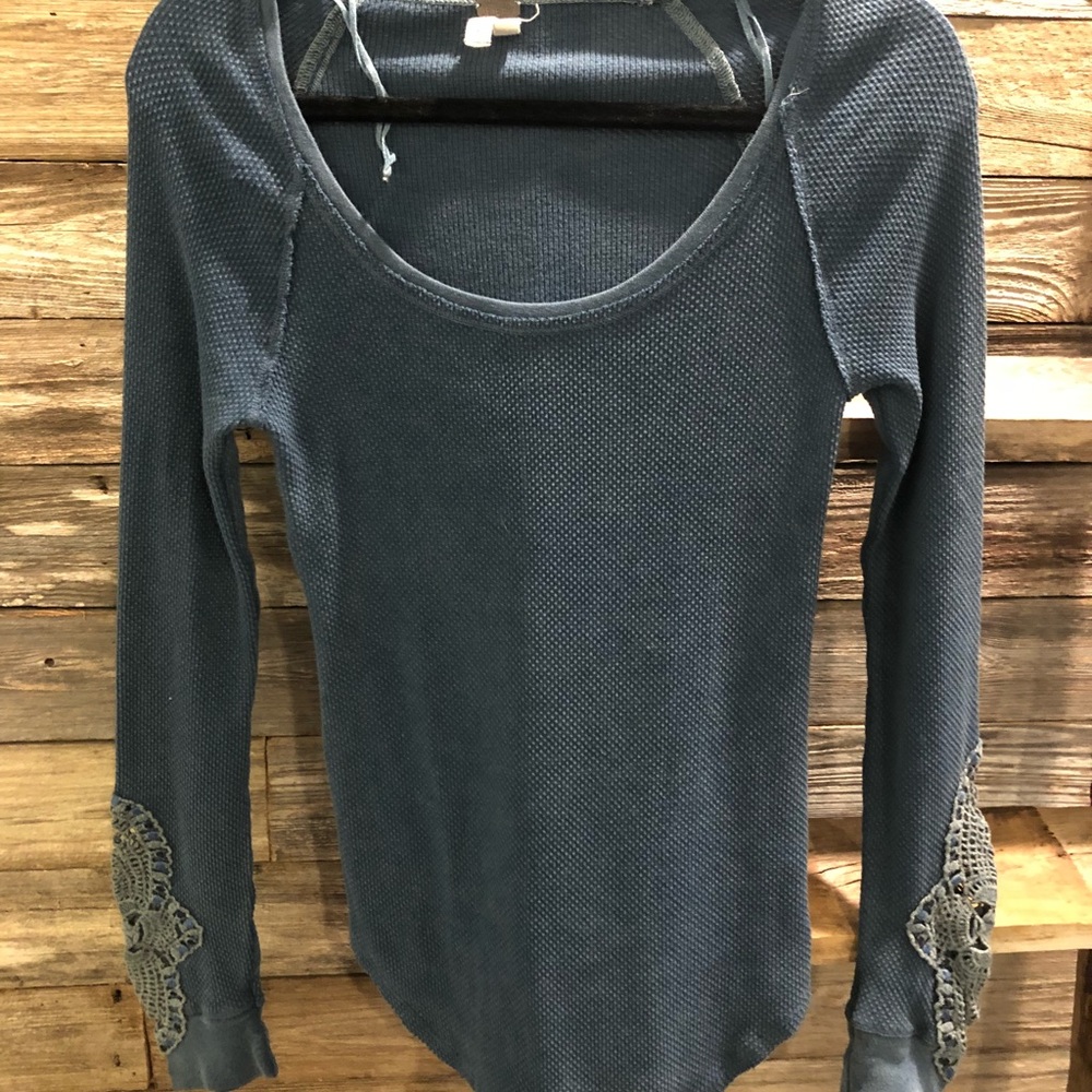 Free people long sleeve with embellished sleeves